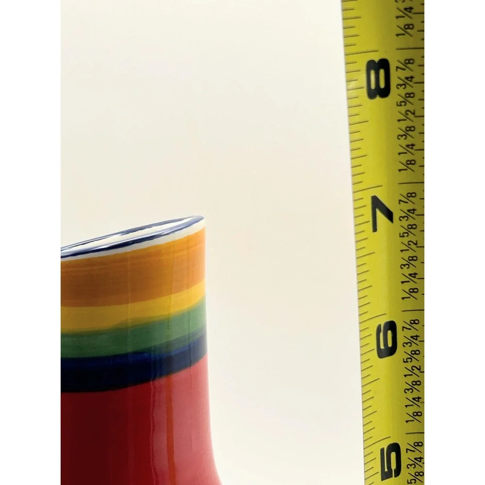 Target Summer Fiesta 2003 Ceramic Vase Multi Color Striped Festive Decor 7